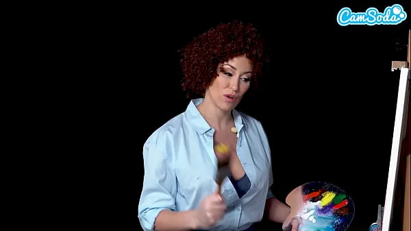 Big Tits MILF Ryan Keely Cosplay As Bob Ross Gets Horny During Painting Tutorial