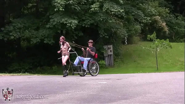 Locked Ponygirl Pulling Cart