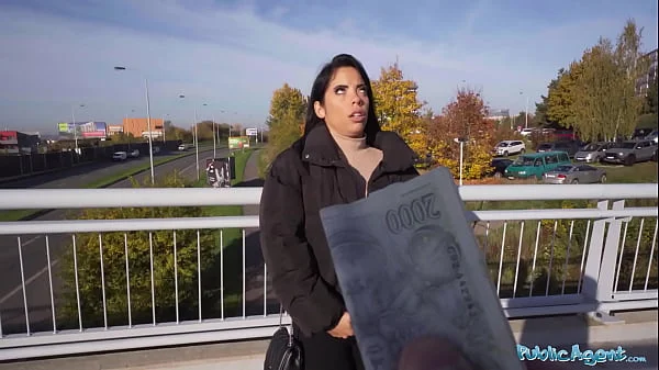 Public Agent Brunette with a beautiful bubble butt fucking a big fat cock
