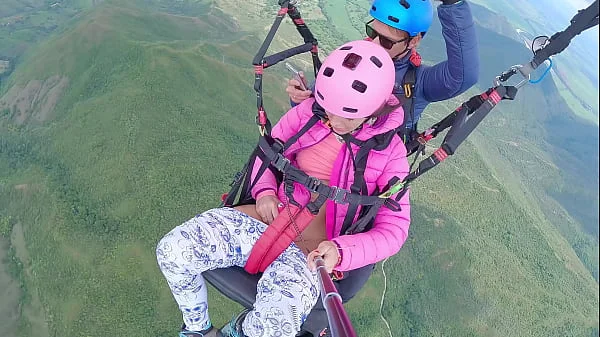 Wet Pussy SQUIRTING IN THE SKY 2200m High In The Clouds while PARAGLIDING