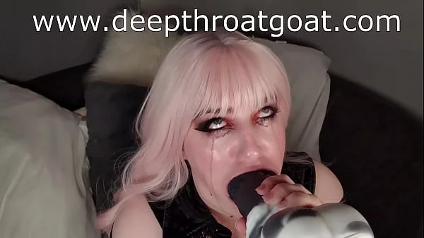 E Girl Deepthroats Huge Bad Dragon Dildo And Cries Black Tears