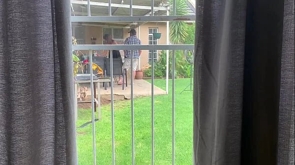 I caught my neighbours fucking outside in the backyard