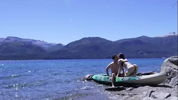 Horny teen couple gets caught having sex on public beach - HUGE cumshot amateur