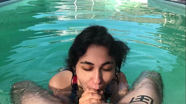 Horny girl begs for dick in the pool