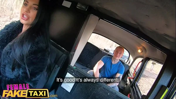 Female Fake Taxi Sexy MILF in black suspenders convinces him to cheat on his fiance