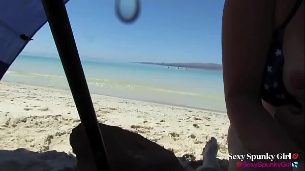 Cum on Her Big Tits at the Beach: Extreme Public Sloppy Blowjob