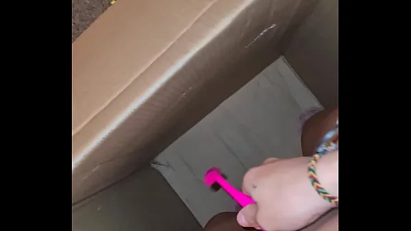 SNEAKY MASTURBATION in my clueless HOUSEMATE'S CARDBOX squirt it all inside too :))