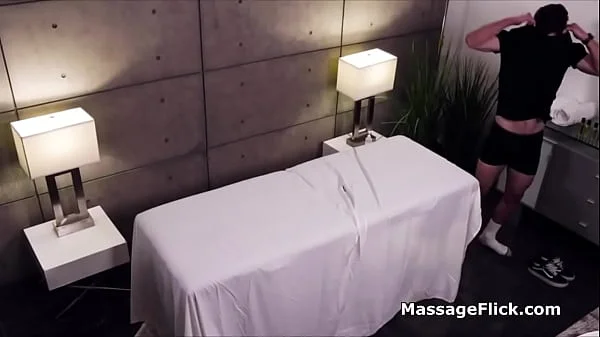 Milking cock under the table during massage