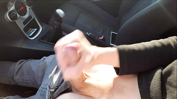 Youtube Blogger Caught a Guy Jerking off in a Car in a Public Park and Helped him Cum by Hanjob