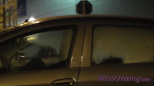 Sharing my slut wife with a stranger in car in front of voyeurs in a public parking lot - MissCreamy