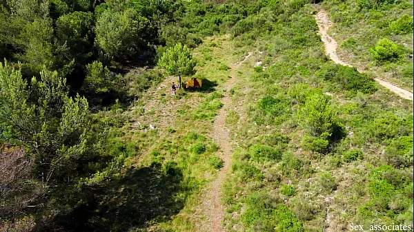 Drone catches young couple fucking outdoors